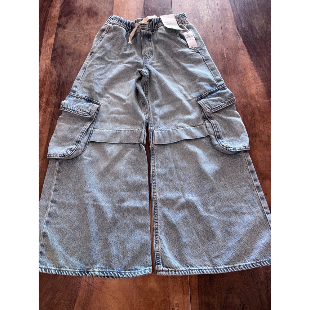 NWTO GAP balloon baggy cargo jeans kids M 8 yrs wide leg jeans cotton lyocell